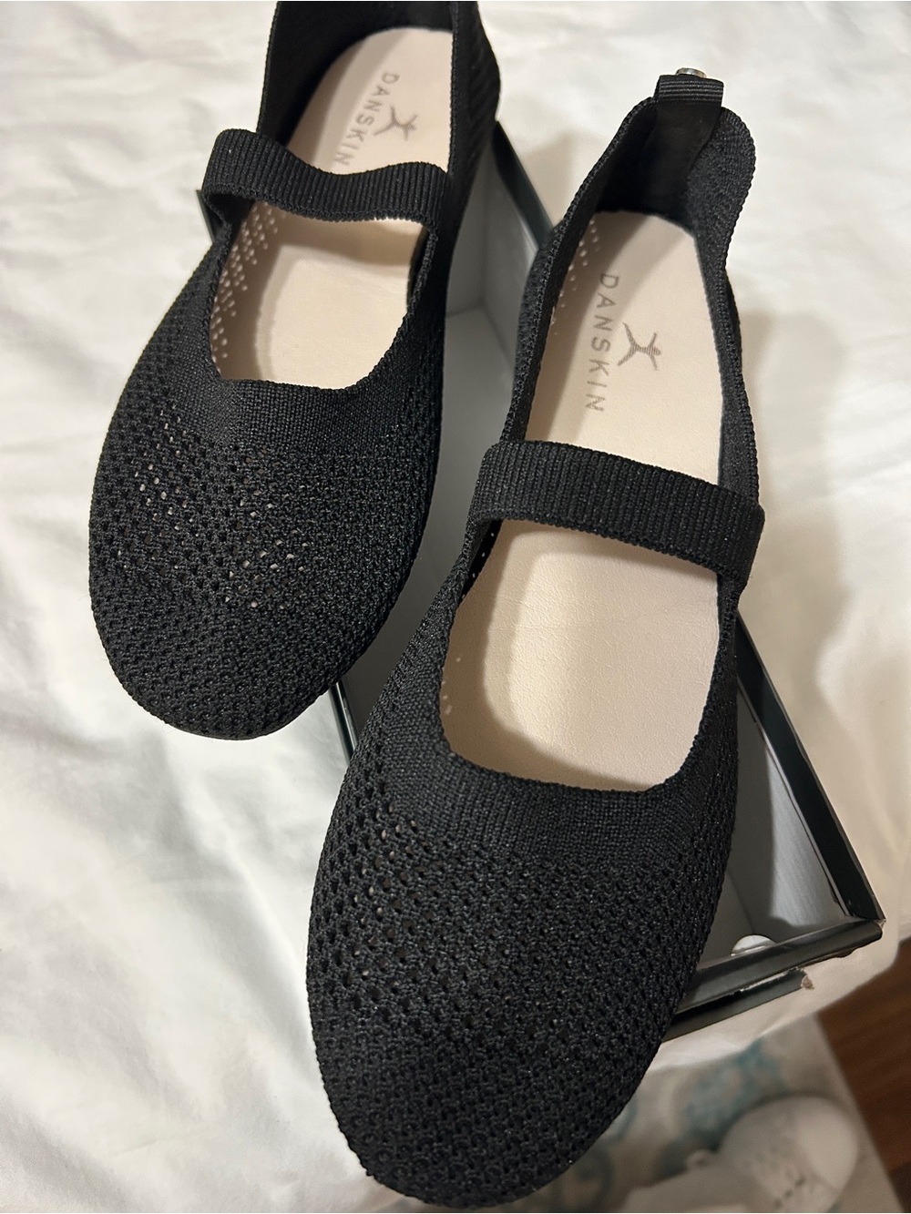 Danskin Black Knit Mary Jane Slip-On Flats